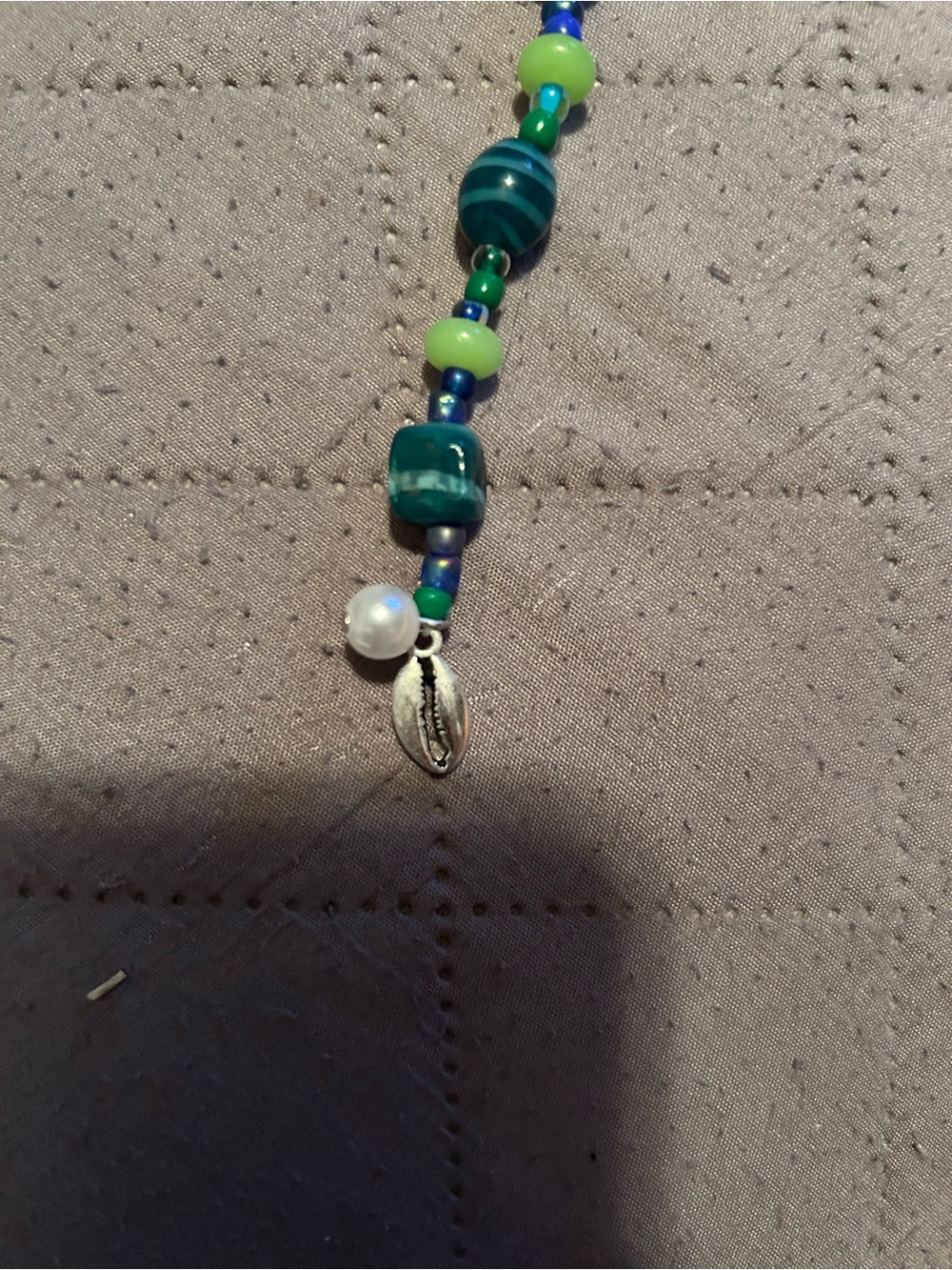 Handmade Green Beaded Keychain Charm - Picture 2 of 3